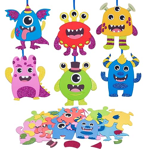 DKINY 12 Monster Bastelsets Kinder Monster Mix&Match Kunst und Bastelhandwerk Halloween Kreativsets zum Basteln und Dekorieren Kreative Bastelbedarf für Junge Mädchen Halloween Karneval Geburtstag von DKINY