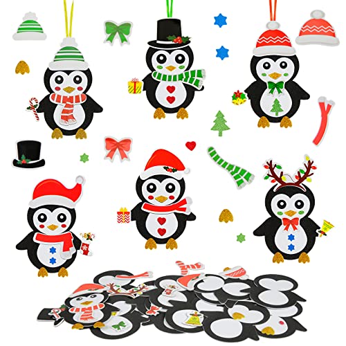 DKINY 12 Pinguin Bastelset für Kinder Pinguin Mix&Match winterbasteln Anhänger Kunsthandwerk zum Basteln und Dekorieren Kreativsets Bastelhandwerk für Weihnachtsbaum Winter von DKINY