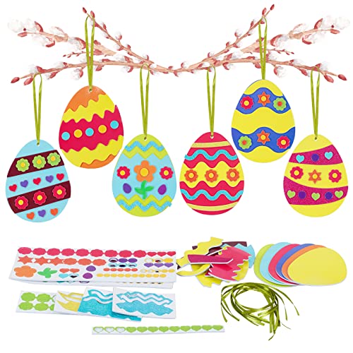 DKINY 12 Stück Ostern Eier Bastelset für Kinder Ostereier Mix & Match Deko Anhänger Kreative Kunst und Bastelbedarf zum Basteln mit Moosgummi Teilen Osterdeko zum Basteln für Ostern von DKINY