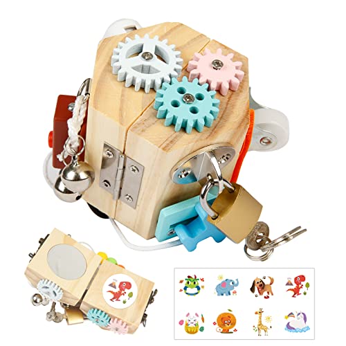 DKINY 13-in-1 Motorikwürfel Motorikspielzeug ab 1 Jahr Aktivitätswürfel Busy Activity Cube Montessori Lernspielzeug Aktivitäts Würfel Steckwürfel Busy Board Baby Holzspielzeug für Kinder ab 1 Jahr von DKINY