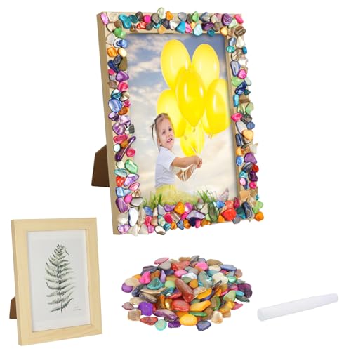 DKINY Mosaik Bilderrahmen Bastelset Kinder Holz Fotorahmen Mosaiksets mit Muschel DIY Mosaik Holzrahmen zum Basteln Personalisiert Kreativset Geschenk für Junge Mädchen Geburtstag von DKINY