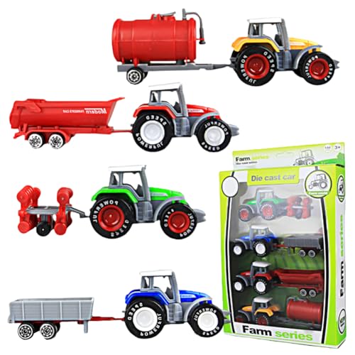 DKLQXCE 4 Stück Bauernhof Fahrzeug, Bauernhof Fahrzeug Cars Spielzeug, Farm Tractor Bauernhof Fahrzeug Farm Tractor Vehicles Bauernhof Fahrzeug Mini Spielzeugauto Set Cars Spielzeug von DKLQXCE