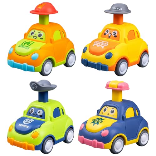 DKLQXCE Baby Toy Cars, 4 Stück Spielzeugauto Baby Rennwagen, Auto Spielzeug ab 1 Jahr Jungen und Mädchen, Toddler Toys Age 18M+, Spielfahrzeug Set für Kleinkinder, Großartig Geschenk für Kinder von DKLQXCE