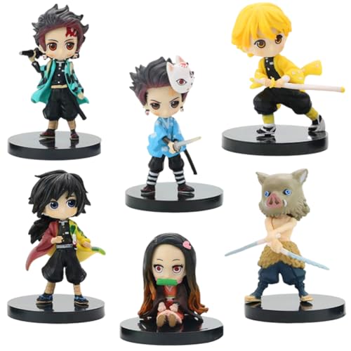 DKLQXCE Demon Slayer Figur, 6 Stück PVC Figuren Model, Modell Figuren Animel, Anime Charakter Statue, Anime Figuren Dekoration, Anime Spielzeug Sammlung Figuren Geschenke für Anime Fans Kinder von DKLQXCE