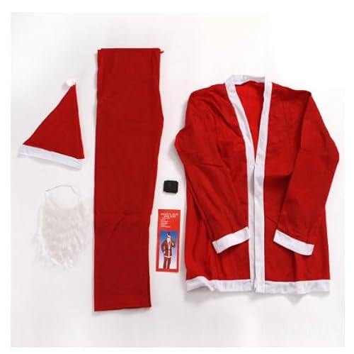 DKLQXCE Santa Costume, 5 Stück Weihnachtsmann Kostüm, Nikolaus Kostüm, Weihnachtsmannanzug für Weihnachten, Neujahr, Party, Straße, Kostüm, Halloween Cosplay, New Year von DKLQXCE