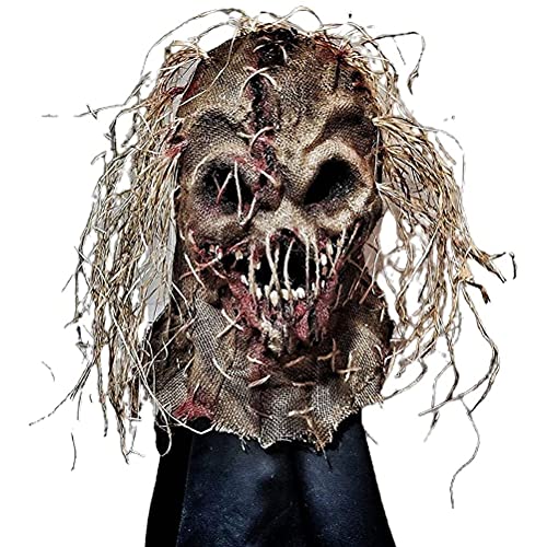 DKaony Halloween Scary Face Cover, Halloween Scarecrow Head Cover Masken Erwachsene Realistische Halloween Verkleidungen Cosplay Kostüm Props Maske Halloween von DKaony