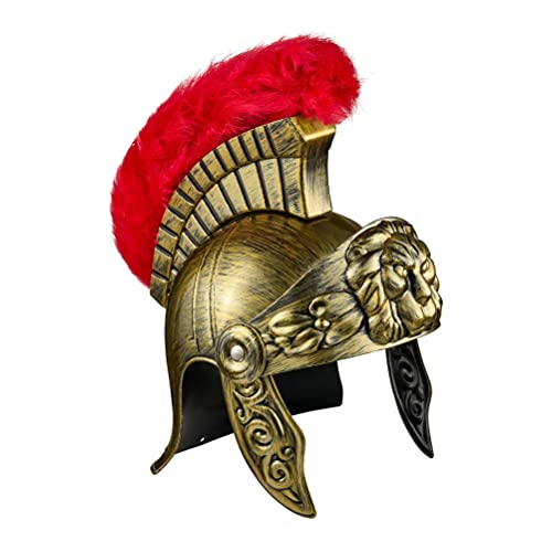 DKaony Römischer Helm, 300 Spartan-Helm, römische Feder, spartanische Feder, Gladiator, Cosplay, Kostüm, Hut, Zubehör Erwachsene, Gold, 25 x 19 cm von DKaony