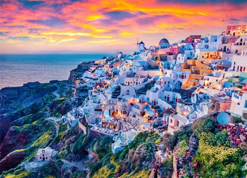 Santorini Island Puzzle 1000 Teile Erwachsene Greek Resort Oia Erwachsene 1000 Teile Puzzle von DKijoys