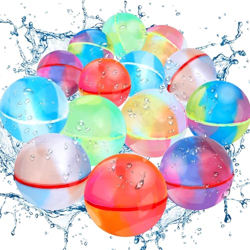 18 Stück Wiederverwendbare WasserballonsSelbstschließend, Wasserbomben Splash Bälle, Einfaches und schnelles Befüllen, Wasserspielzeug Pool Spielzeug Strandspielzeug für Sommer von DLAIUSMALL