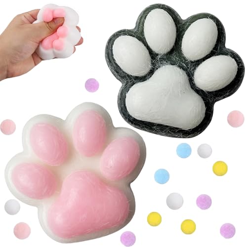 2 Stück Cat Paw Squishy Toy, Katze Pfote Squishy Squeeze Spielzeug,Katze Pfote Squeeze Spielzeug für Stress Linderung, Fidget Spielzeug für Kinder Teenager Erwachsene Home Office Entspannung von DLAIUSMALL