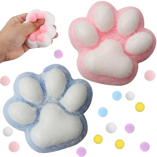 2 Stück Cat Paw Squishy Toy, Katze Pfote Squishy Squeeze Spielzeug,Katze Pfote Squeeze Spielzeug für Stress Linderung, Fidget Spielzeug für Kinder Teenager Erwachsene Home Office Entspannung von DLAIUSMALL