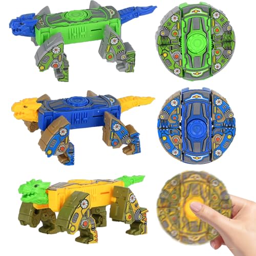 3PCS Robot Fidget Spinner Spielzeug für Kinder Erwachsene, DIY Transformer Dinosaurier Desktop Spielzeug,Geburtstag Geschenk Klassenzimmer Preise Party Gunst(3PC-Dinosaurs) von DLAIUSMALL