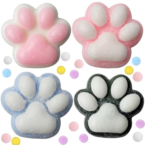 4 Stück Cat Paw Squishy Toy, Katze Pfote Squishy Squeeze Spielzeug,Katze Pfote Squeeze Spielzeug für Stress Linderung, Fidget Spielzeug für Kinder Teenager Erwachsene Home Office Entspannung von DLAIUSMALL