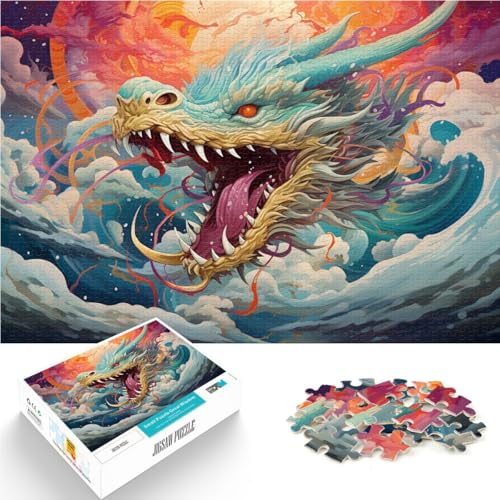 Drache-Puzzle 1000 Teile für Erwachsene 49,7 x 74,5 cm Holzpuzzle Stressabbau-Spielzeug für Erwachsene und Kinder ab 14 Jahren von DLBHSG