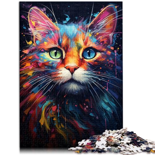 Puzzle „Cat Art“ 1000 Teile Lernspiele 19,7 x 29,5 Zoll Holzpuzzle tolles Geschenk für Erwachsene und Kinder für Erwachsene und Jugendliche ab 14 Jahren von DLBHSG