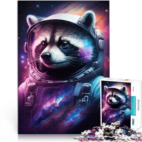 Puzzle Astronaut Waschbär 1000 Teile für Erwachsene 19,7 Zoll x 29,5 Zoll Holzpuzzle Anspruchsvolle Puzzles für Erwachsene für Erwachsene und Kinder ab 14 Jahren von DLBHSG