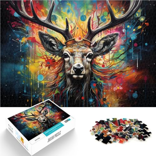 Puzzle Bizarre Hirsche Puzzles 1000 Teile 19,7 Zoll x 29,5 Zoll Holzpuzzle Denkspiel Geeignet für Erwachsene und Kinder über 14 Jahre von DLBHSG