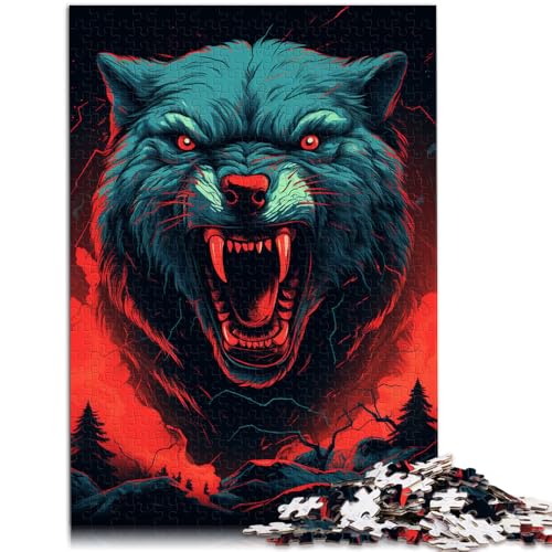 Puzzle Erwachsene Geschenke Erwachsene übernatürlicher Wolf 1000-teiliges Puzzle Erwachsene 19,7 x 29,5 Zoll Holzpuzzle Lernspiel Herausforderungsspielzeug Teenager und Kinder von DLBHSG