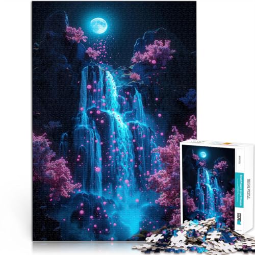 Puzzle Erwachsene Kirschblüten-Wasserfall-Puzzles Erwachsene 1000 Teile 19,7 x 29,5 Zoll Holzpuzzle einzigartige Geburtstags geeignet Erwachsene von DLBHSG