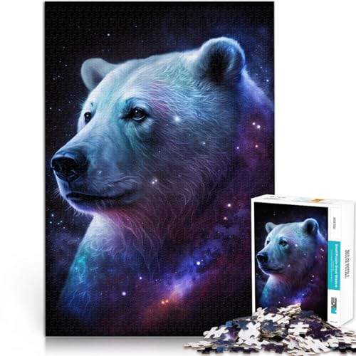 Puzzle Erwachsene Weltraum Galaxie Eisbär 1000 Teile Puzzle Erwachsene 49,7 x 75,4 cm Holzpuzzle Lernspiel Herausforderungsspielzeug Erwachsene und Kinder ab 14 Jahren von DLBHSG