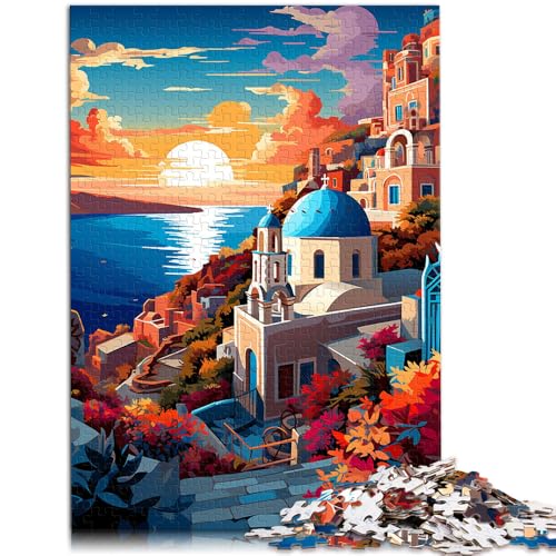 Puzzle Erwachsene die griechische Insel Santorini 1000-teiliges Puzzle Erwachsene50x75cm Holzpuzzle Lernspiel Herausforderungsspielzeug Erwachsene und Kinder ab 14 Jahren von DLBHSG