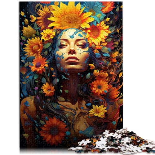 Puzzle Erwachsene farbiges Sonnenblumenmädchen 1000-teiliges Puzzle Erwachsene 19,7 x 29,5 Zoll Holzpuzzle Entspannungspuzzle Spiele Erwachsene und Kinder ab 14 Jahren von DLBHSG