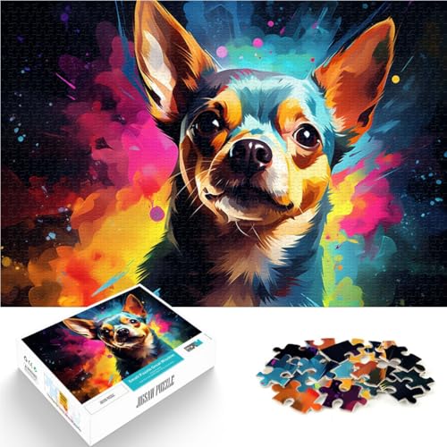 Puzzle Erwachsene und Kinder Chihuahua-Hund Puzzle Erwachsene 1000 Teile 49,7 x 75,4 cm Holzpuzzle Spielzeug Wanddekoration geeignet Erwachsene und Jugendliche ab 14 Jahren von DLBHSG