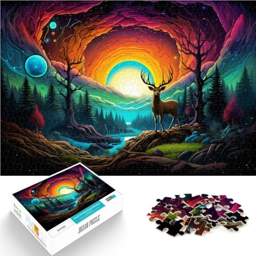 Puzzle Farbiger Hirsch 1000 Teile Puzzle für Erwachsene50x75Holzpuzzle Spiele Spielzeug Geschenk für Erwachsene und Kinder ab 14 Jahren von DLBHSG