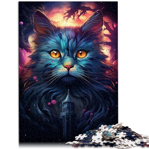 Puzzle-Geschenk „Mysteriöse Katze“ 1000 Teile Puzzle Erwachsene und Kinder 49,7 x 75,4 cm Holzpuzzle zur Heimdekoration geeignet Erwachsene und Jugendliche ab 14 Jahren von DLBHSG