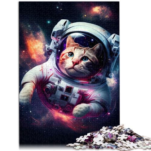 Puzzle Space Cat Puzzles 1000 Teile 19,7 x 29,5 Zoll Holzpuzzle Lernspiel Geeignet für Erwachsene und Kinder ab 14 Jahren von DLBHSG