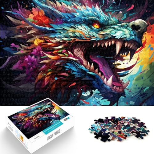 Puzzle für Erwachsene Art Dragon 1000 Teile 19,7 x 29,5 Zoll Holzpuzzle Stressabbau-Spielzeug für Erwachsene und Kinder ab 14 Jahren von DLBHSG