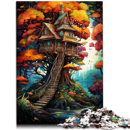 Puzzle für Erwachsene Baumhaus im Wald Puzzle für Erwachsene 1000 Teile 19,7 x 29,5 Zoll Holzpuzzle Spielzeug Wanddekoration für Erwachsene und Kinder ab 14 Jahren von DLBHSG