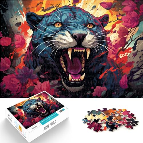 Puzzle für Erwachsene Black Panther Art 1000 Teile für Erwachsene und Kinder 49,7 x 75,4 cm Holzpuzzle Spiele Spielzeug Geschenk geeignet für Erwachsene von DLBHSG