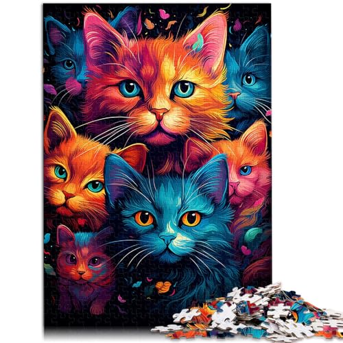 Puzzle für Erwachsene Bunte und süße Katzen 1000-teiliges Puzzle für Erwachsene 49,7 x 75,4 cm Holzpuzzle Lernspiel für Erwachsene und Kinder von DLBHSG