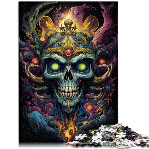 Puzzle für Erwachsene Fantasie-Totenkopf-Hexe 1000 Teile 49,7 x 74,4 cm Holzpuzzle Lernspiele für Zuhause DIY-Spielzeug Puzzles für 14-Jährige von DLBHSG