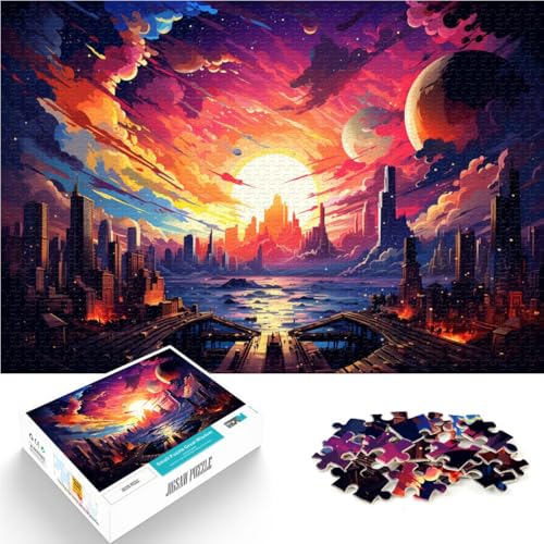 Puzzle für Erwachsene Fantasy-Stadt 1000-teiliges Puzzle für Erwachsene 49,7 x 75,4 cm Holzpuzzle Lernspiele für Erwachsene und Kinder ab 14 Jahren von DLBHSG