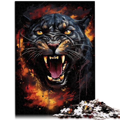 Puzzle für Erwachsene Farbfantasie Schwarzer Panther 1000 Teile Puzzle 19,7 x 29,5 Zoll Holzpuzzle Lernspiele für Zuhause DIY-Spielzeug für Erwachsene und Kinder von DLBHSG