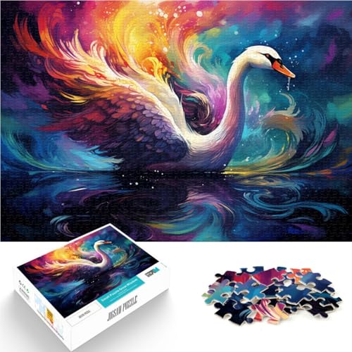 Puzzle für Erwachsene Farbiger Schwan 1000-teiliges Puzzle 19,7 x 29,5 Zoll Holzpuzzle Lernspiele Heimdekorationspuzzle. Für Erwachsene und Kinder ab 14 Jahren von DLBHSG