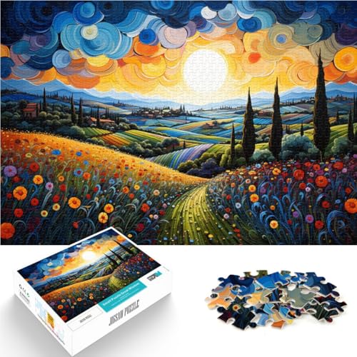 Puzzle für Erwachsene Felder der Toskana 1000-teiliges Puzzle für Erwachsene 49,7 x 75,4 cm Holzpuzzle Lernspielzeug geeignet für Kinder ab 14 Jahren von DLBHSG