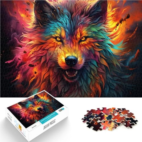 Puzzle für Erwachsene Feuerwolf 1000-teiliges Puzzle 19,7 x 29,5 Zoll Holzpuzzle Lernspiele für Erwachsene und Kinder für Erwachsene und Familien von DLBHSG