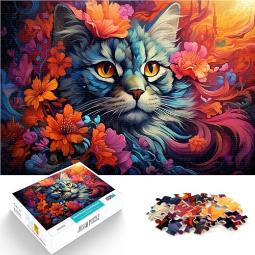 Puzzle für Erwachsene Katze Blume 1000 Teile 49,7 x 75,4 cm Holzpuzzle Spielzeug Denkspiel Geeignet für Kinder ab 14 Jahren von DLBHSG