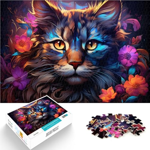 Puzzle für Erwachsene Katzen und Blumen 1000 Teile 19,7 x 29,5 Zoll Holzpuzzle Tolle Geschenke und Spielzeuge für Erwachsene und Kinder ab 14 Jahren von DLBHSG