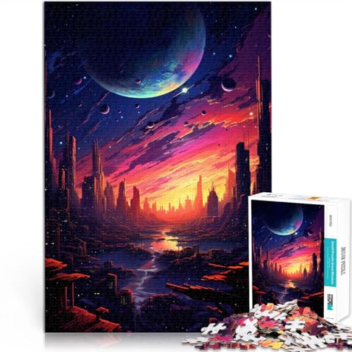 Puzzle für Erwachsene Sonnenuntergang in der Stadt 1000 Teile 50 x 75 cm Holzpuzzle Denkspiel für Erwachsene und Kinder ab 14 Jahren von DLBHSG