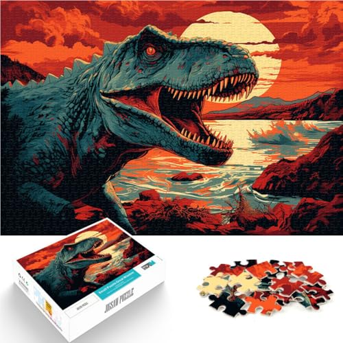 Puzzle für Erwachsene Tyrannosaurus Rex und Sonnenuntergang Ozean Puzzles für Erwachsene 1000 19,7 in x 29,5 in Holzpuzzle Familienaktivität Puzzles von DLBHSG