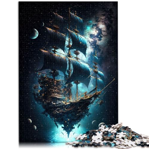 Puzzle für Erwachsene Weltraum-Piratenschiff-Puzzle 1000 Teile 19,7 x 29,5 Zoll Holzpuzzle tolle Geschenke und Spielzeuge für Erwachsene und Kinder ab 14 Jahren von DLBHSG