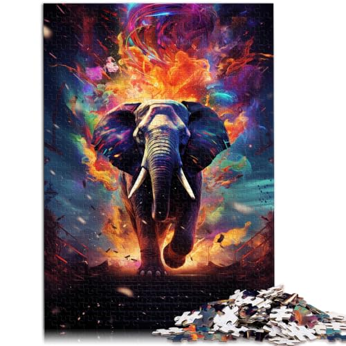 Puzzle für Erwachsene bunter Elefant 1000 Teile Puzzle für Erwachsene50x75cm Holzpuzzle Heimdekoration Puzzlespielzeug für Kinder ab 14 Jahren von DLBHSG