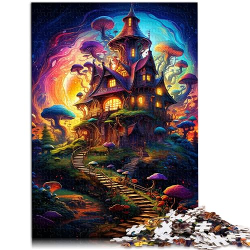 Puzzle für Erwachsene seltsames farbenfrohes Pilzhütten-Puzzle 1000 Teile für Erwachsene 50 x 75 cm Holzpuzzle Wanddekoration für Erwachsene und Kinder von DLBHSG