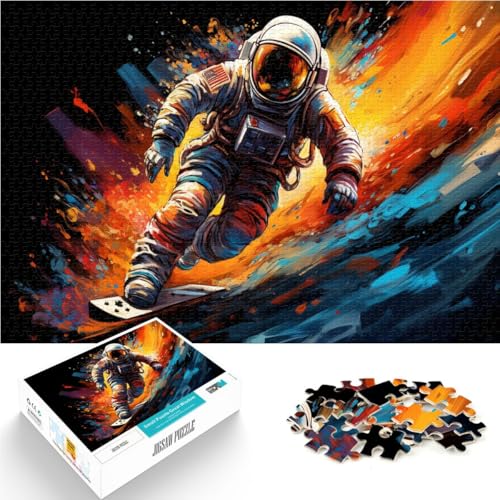 Puzzle für Erwachsene und Kinder Astronaut auf Skateboard für Erwachsene 1000 Teile 49,7 x 75,4 cm Holzpuzzle Bunte Designs Puzzle für Erwachsene und Kinder von DLBHSG