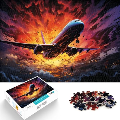 Puzzle für Erwachsene und Kinder Flugzeug im farbigen Himmel 1000-teiliges Puzzle für Erwachsene und Kinder 49,6 x 74,4 cm Holzpuzzle Lernspiel Herausforderungsspielzeug von DLBHSG