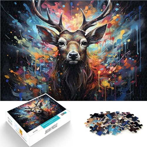 Puzzle für Erwachsene und Kinder Hirsch lustiges Puzzle für Erwachsene 1000 Teile 50 x 75cm Holzpuzzle Denkspiel für Erwachsene und Jugendliche ab 14 Jahren von DLBHSG